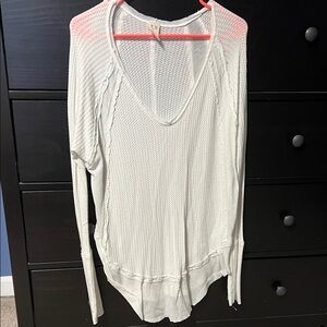 We The Free White Waffle Knit V-Neck Tunic